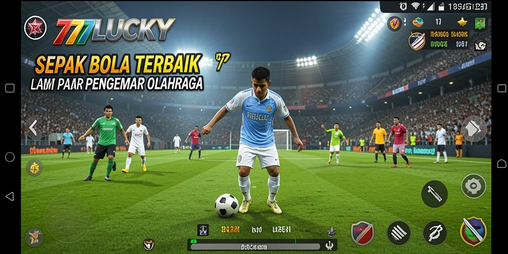 Tampilan gameplay 777LUCKY dengan aksi sepak bola yang mendebarkan.