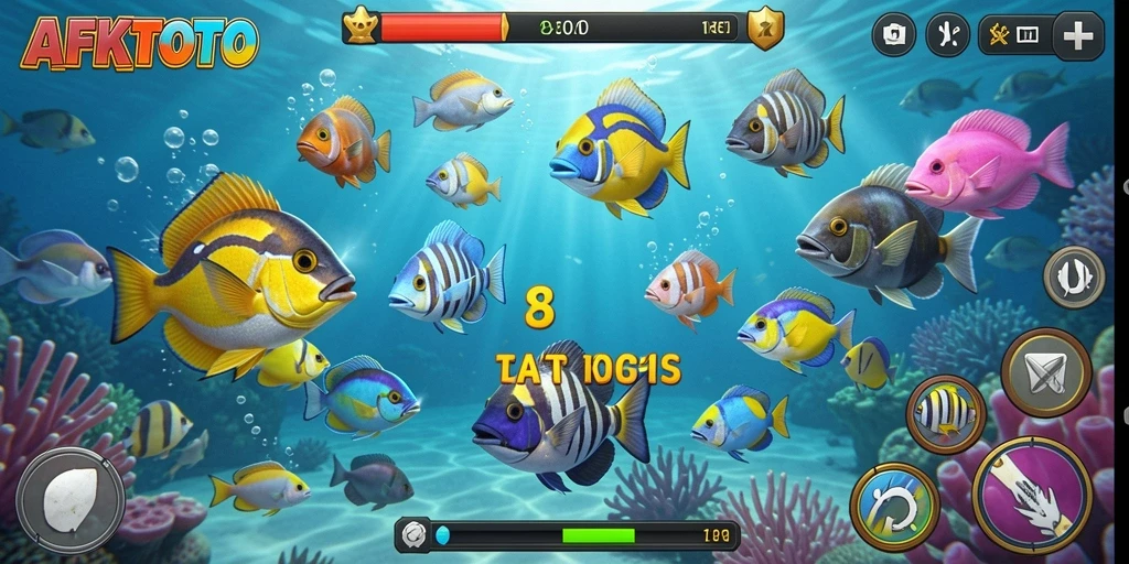 Gameplay seru AFKTOTO yang menampilkan aksi menembak ikan.