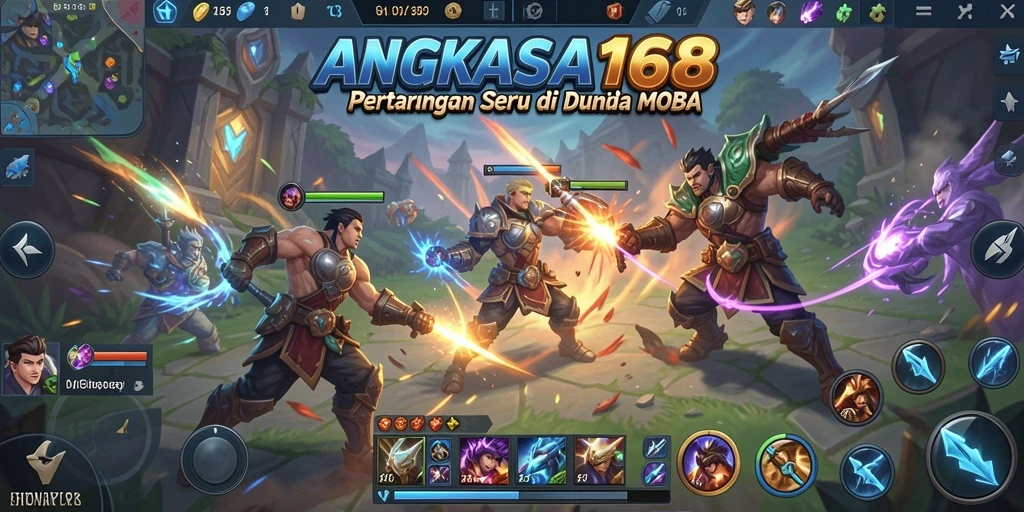 Gameplay seru di ANGKASA168 dengan pertarungan MOBA yang intens.