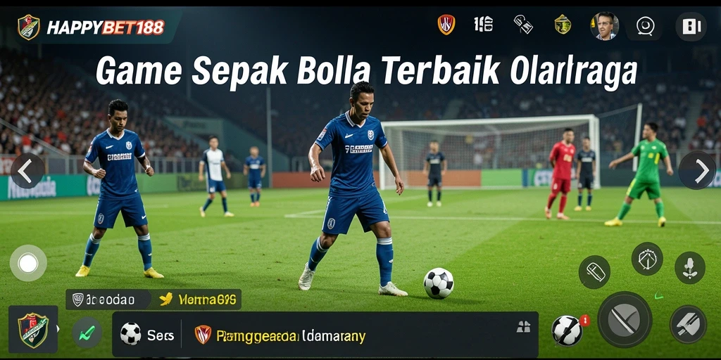 Tampilan gameplay seru di <strong>HAPPYBET188</strong> dengan aksi sepak bola mendebarkan.