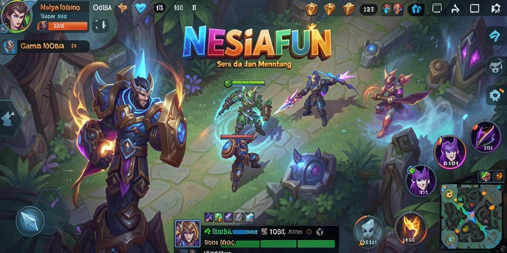 Screenshot gameplay <strong>NESIAFUN</strong> yang menunjukkan pertempuran seru antara tim.