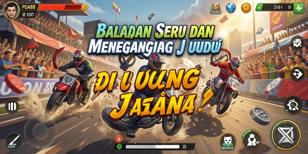 Tampilan action balapan seru di POA88 dengan mobil-mobil cepat.